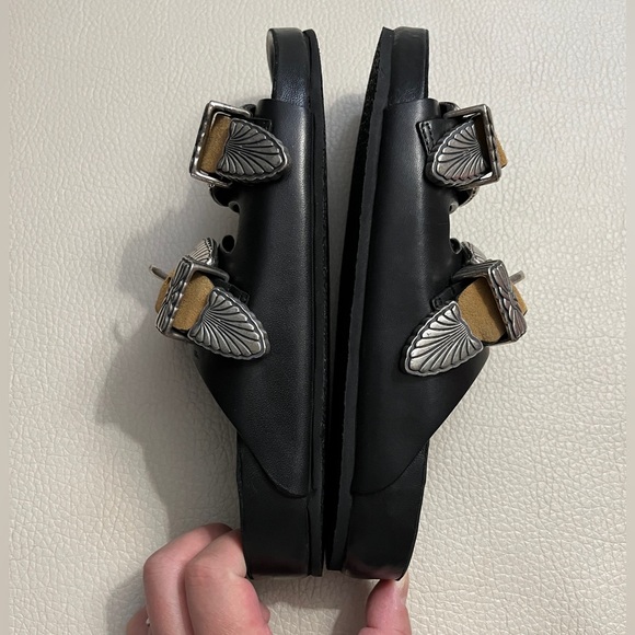 Sandro Women’s Double Buckle Suede Leather Sandal-Made in Portugal-EU 37 / US 7 - Picture 5 of 7